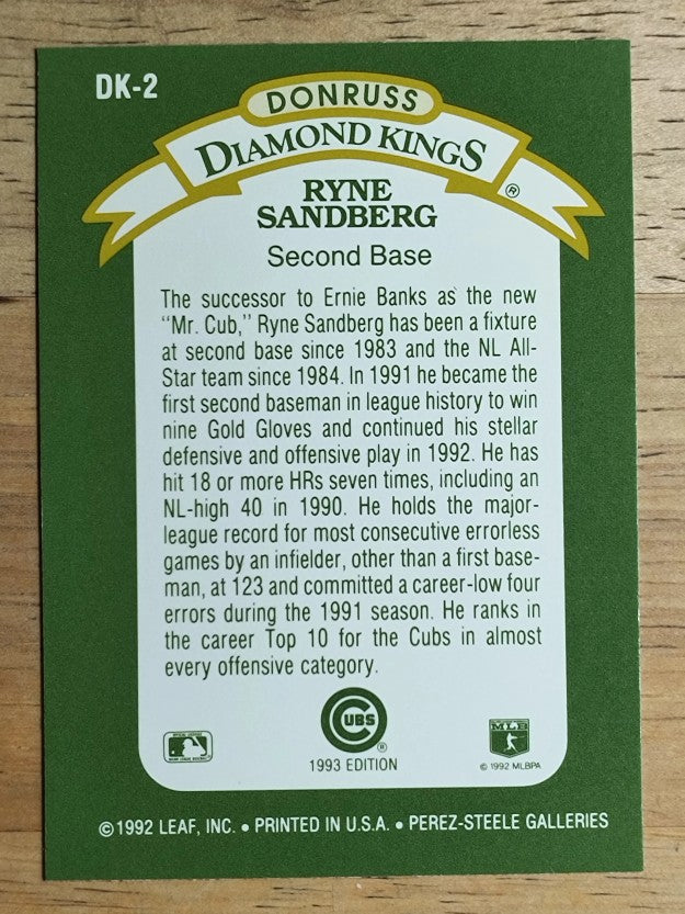 1993 Donruss Diamond Kings #DK2 Ryne Sandberg