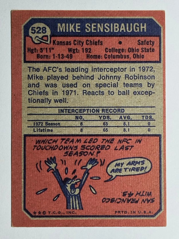 1973 Topps #528 Mike Sensibaugh RC (VGEX)