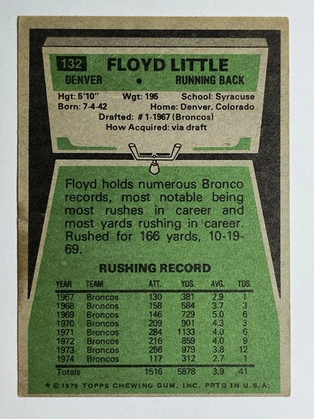 1975 Topps #132 Floyd Little (VG)