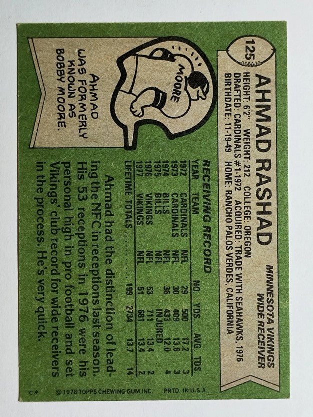 1978 Topps #125 Ahmad Rashad (EXMT)