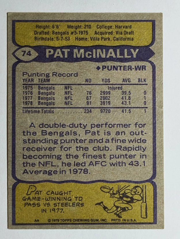 1979 Topps #74 Pat McInally (EX)