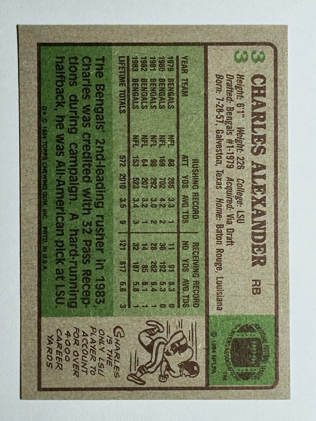 1984 Topps #33 Charles Alexander