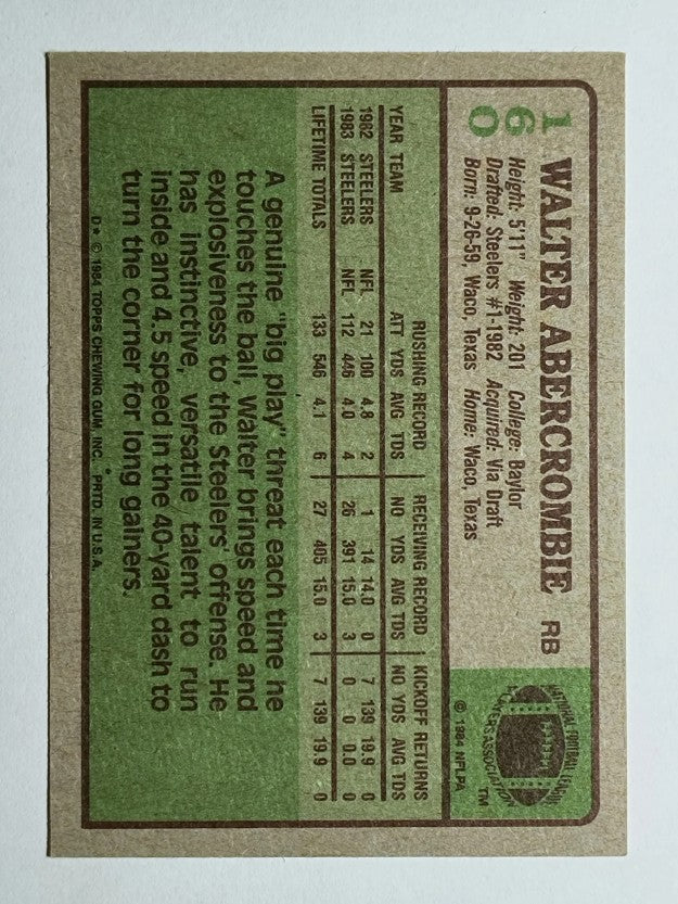 1984 Topps #160 Walter Abercrombie RC