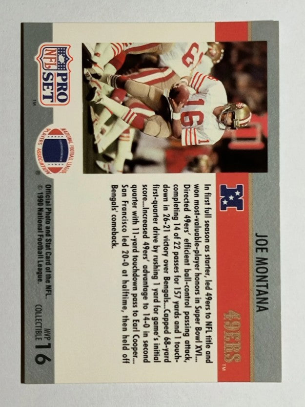 1990 Pro Set Super Bowl MVP's #16 Joe Montana