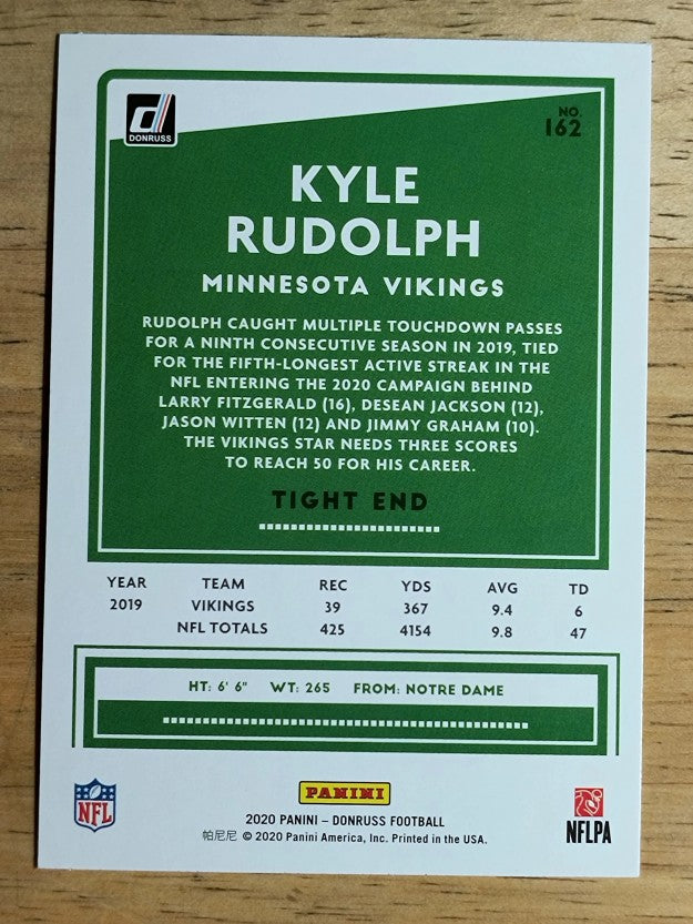 2020 Donruss #162 Kyle Rudolph