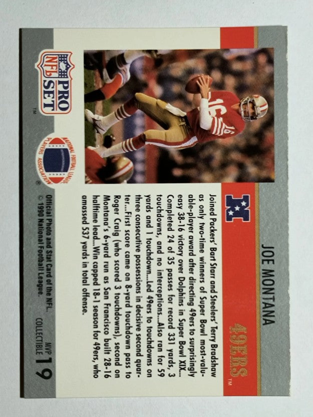 1990 Pro Set Super Bowl MVP's #19 Joe Montana