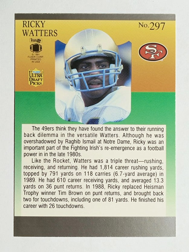 1991 Ultra #297 Ricky Watters RC
