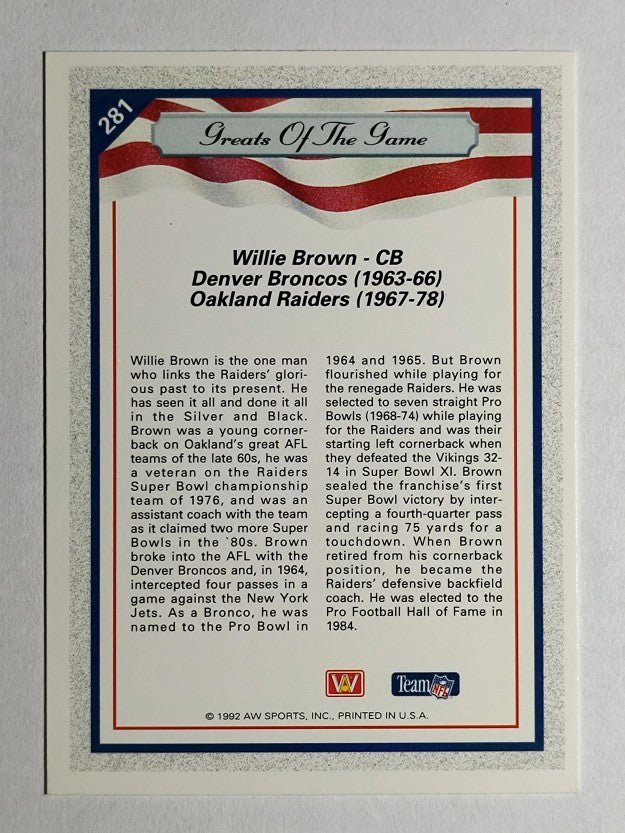 1992 All World #281 Willie Brown GG