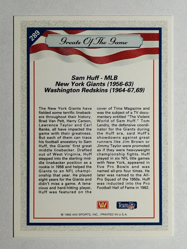 1992 All World #289 Sam Huff GG