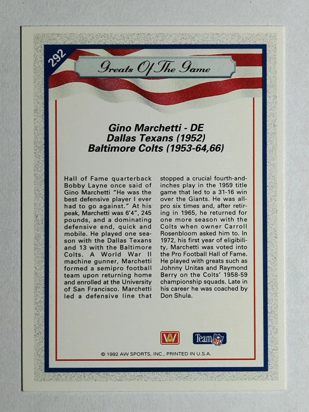 1992 All World #292 Gino Marchetti GG