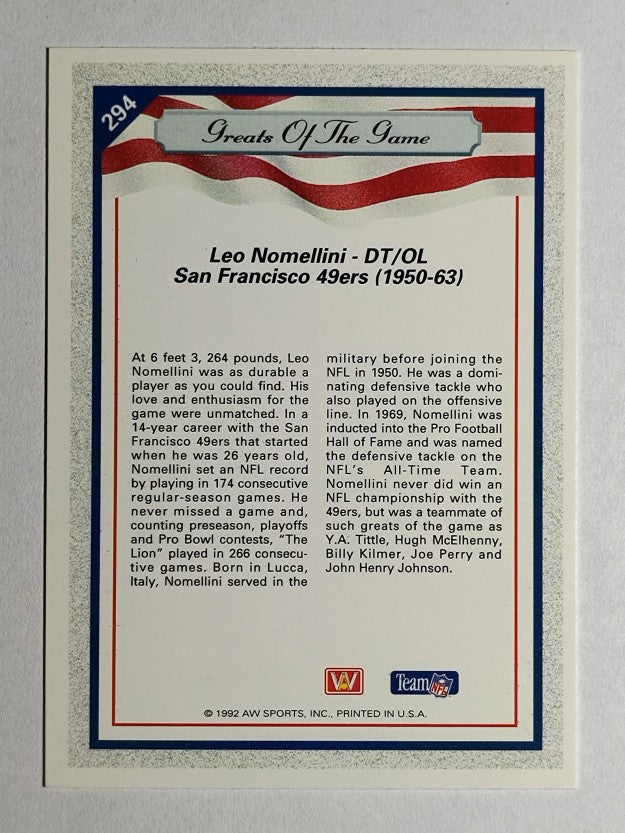 1992 All World #294 Leo Nomellini GG