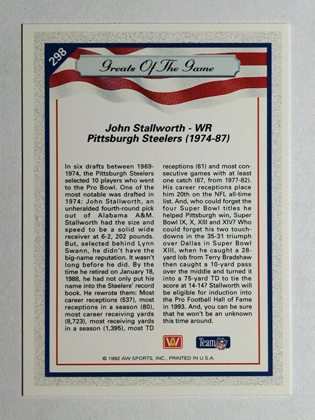 1992 All World #298 John Stallworth GG