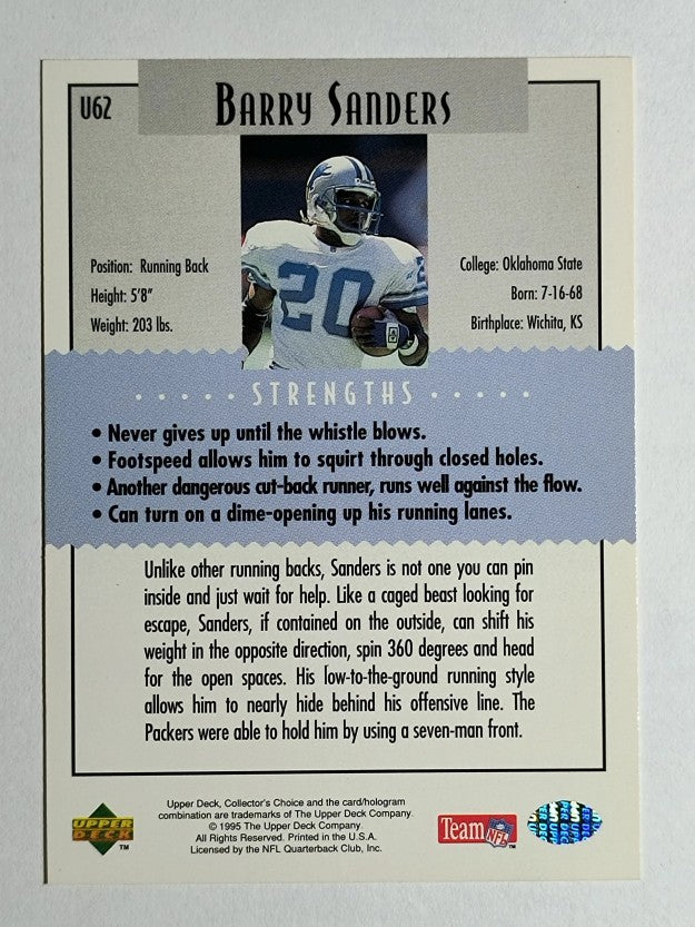 1995 Collector's Choice Update #U62 Barry Sanders K