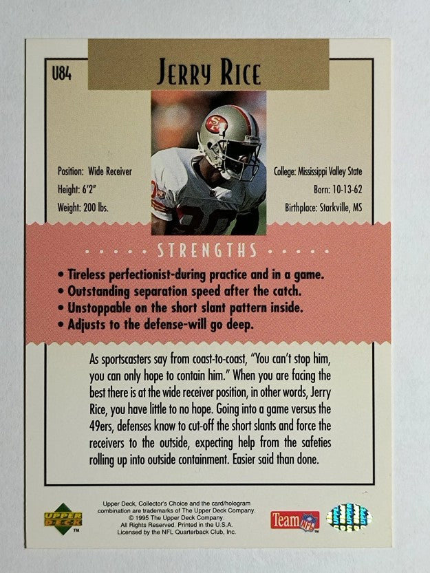 1995 Collector's Choice Update #U84 Jerry Rice K