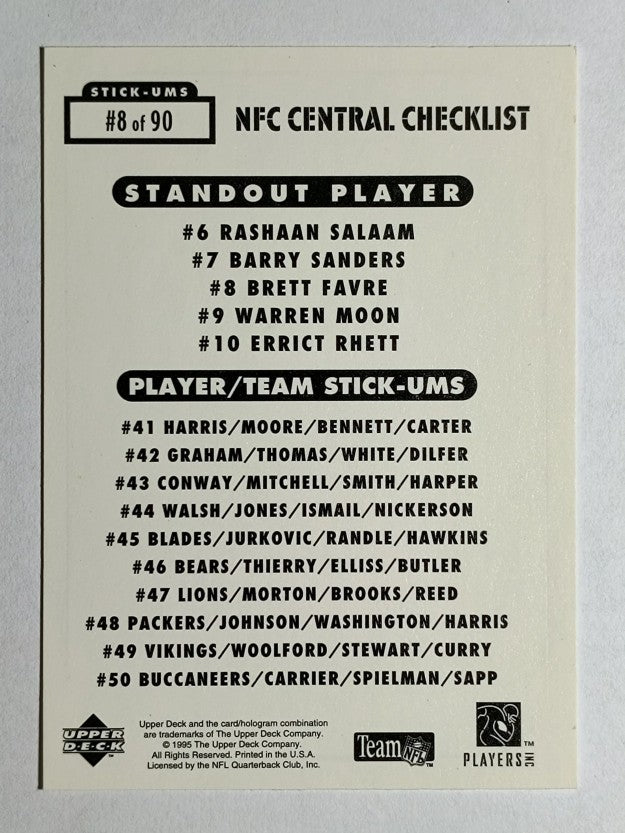 1995 Collector's Choice Update Stick-Ums #8 Brett Favre