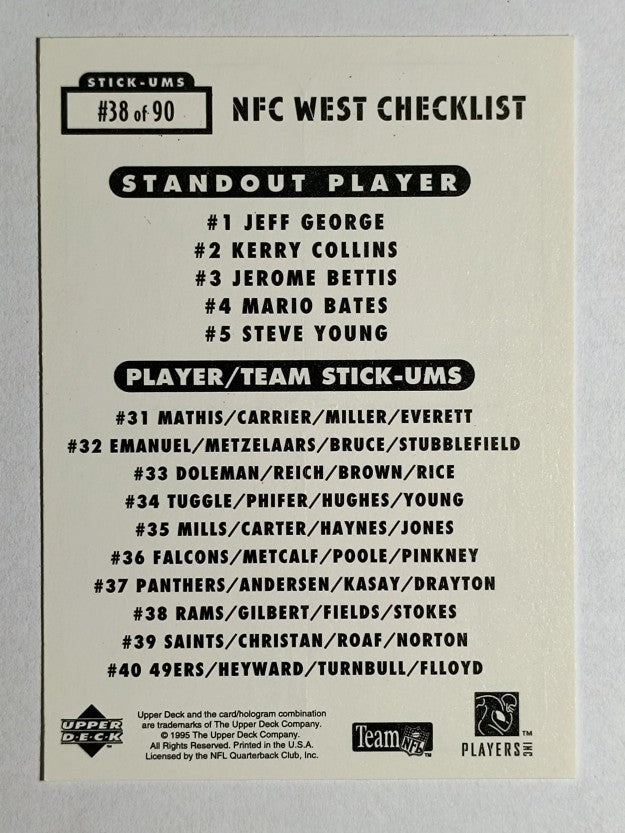 1995 Collector's Choice Update Stick-Ums #38 Stokes/Gilbert/Mark Fields/Rams