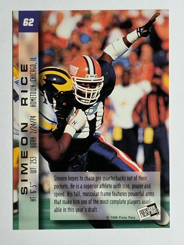 1996 Press Pass Paydirt #62 Simeon Rice