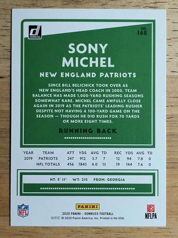 2020 Donruss #168 Sony Michel