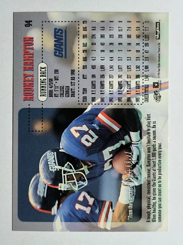 1996 SkyBox Impact #94 Rodney Hampton