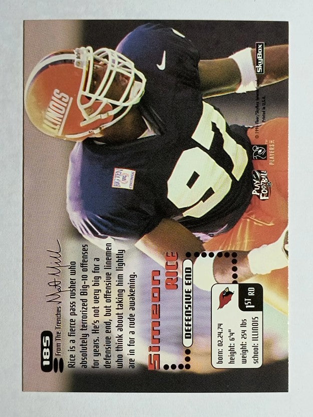 1996 SkyBox Impact #185 Simeon Rice RC