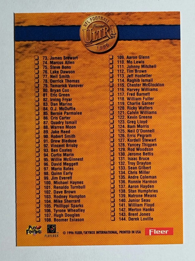 1996 Ultra #199 Checklist