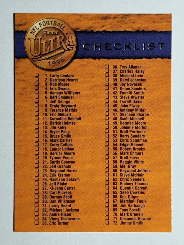 1996 Ultra #199 Checklist