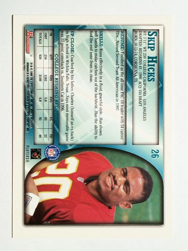 1998 Bowman #26 Skip Hicks RC