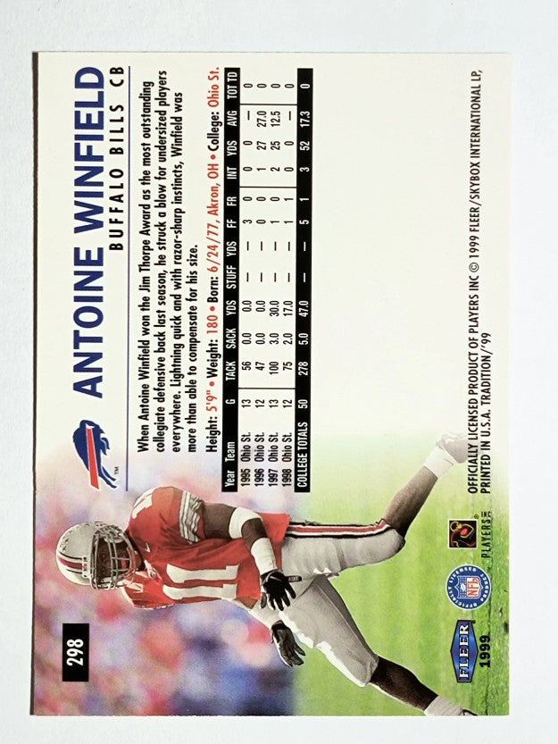 1999 Fleer Tradition #298 Antoine Winfield RC