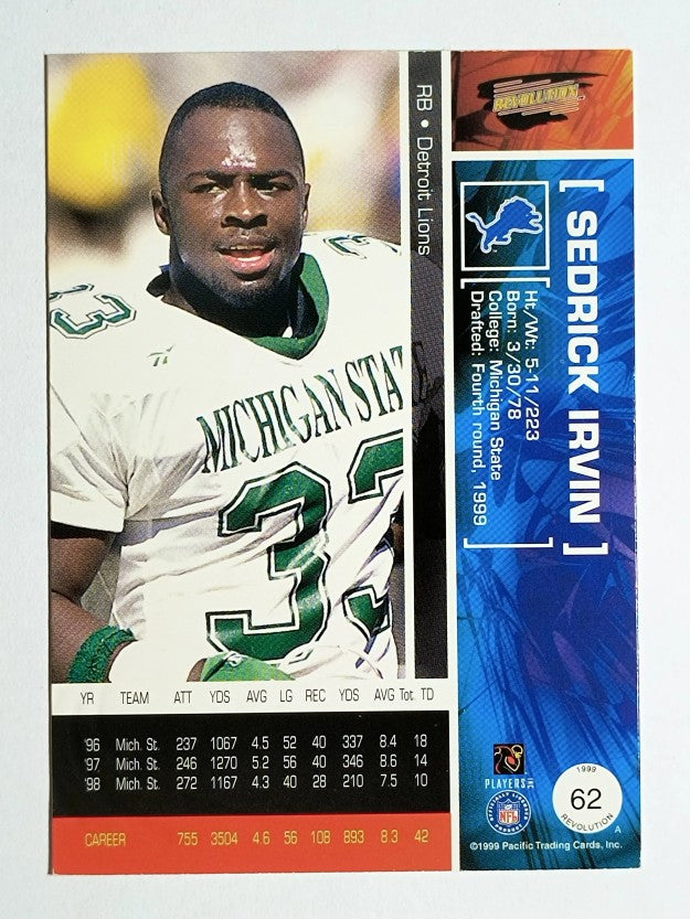 1999 Revolution #62 Sedrick Irvin RC
