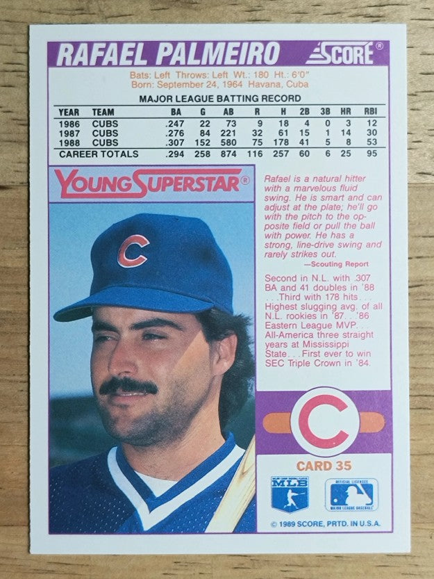 1989 Score Young Superstars I #35 Rafael Palmeiro