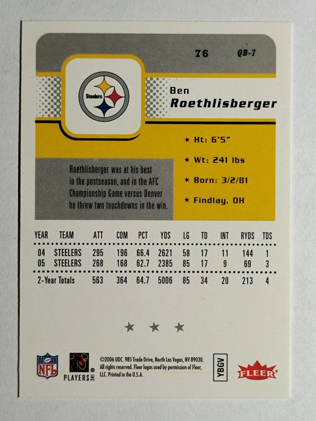 2006 Fleer #76 Ben Roethlisberger