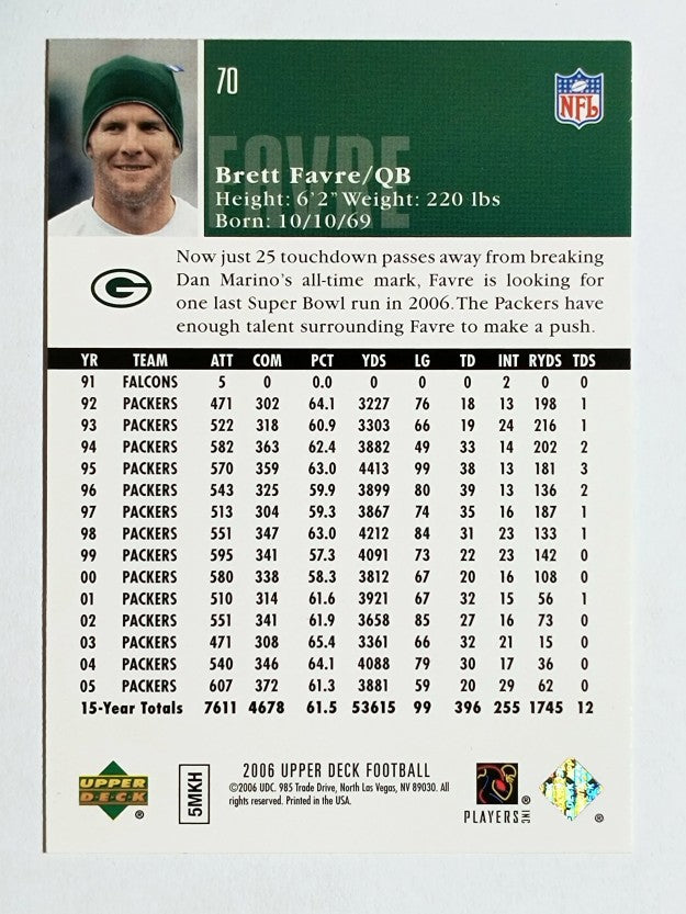 2006 Upper Deck #70 Brett Favre