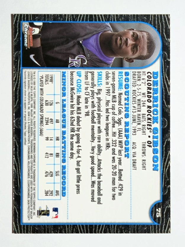 1999 Bowman Chrome #75 Derrick Gibson