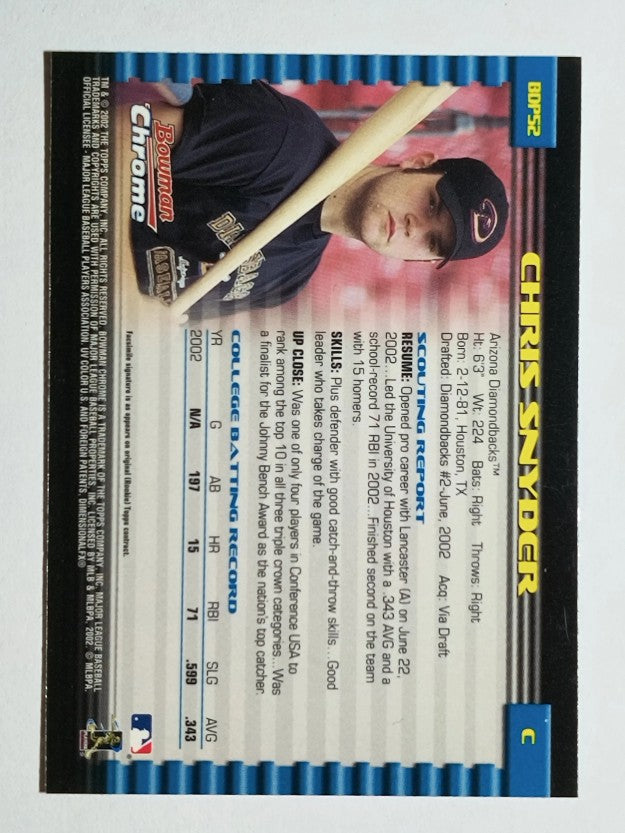 2002 Bowman Chrome Draft #52 Chris Snyder RC