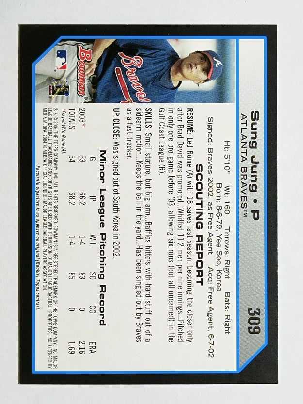 2004 Bowman #309 Sung Jung FY RC