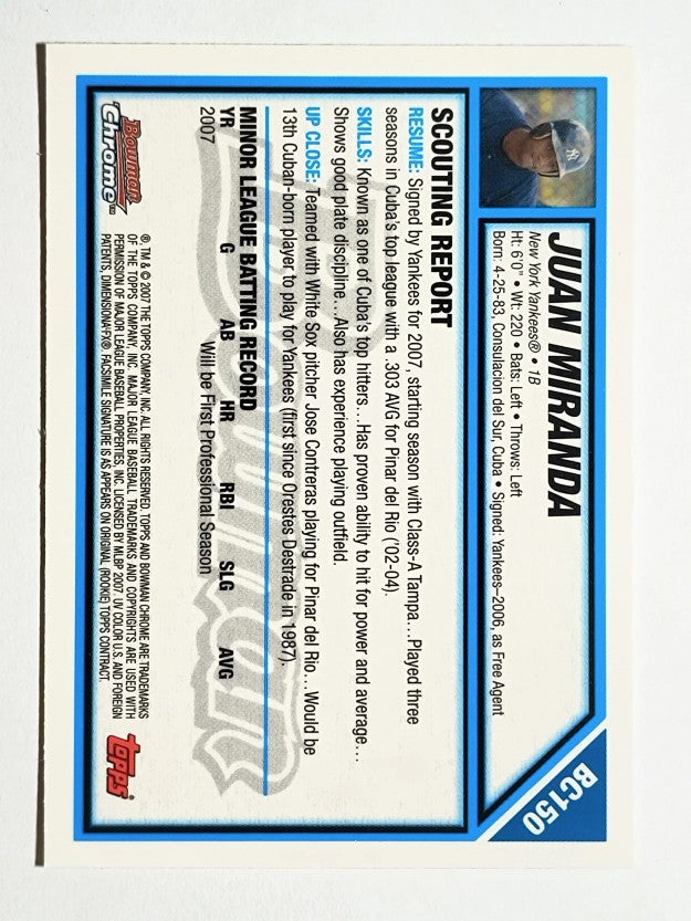 2007 Bowman Chrome Prospects #BC150 Juan Miranda