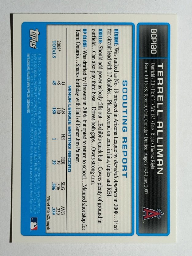 2009 Bowman Chrome Prospects #BCP130 Terrell Alliman