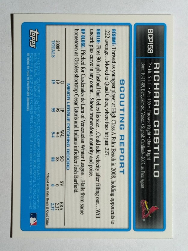 2009 Bowman Chrome Prospects #BCP158 Richard Castillo