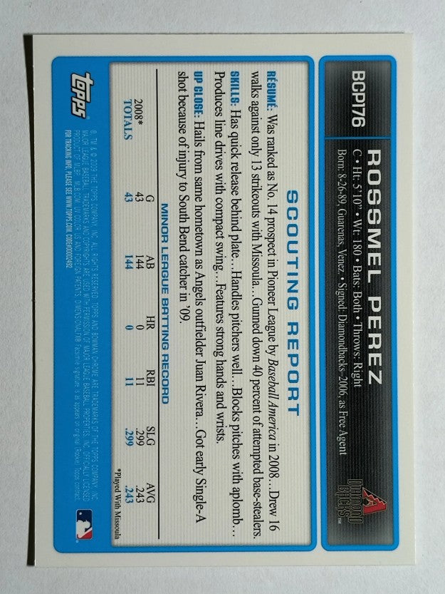 2009 Bowman Chrome Prospects #BCP176 Rossmel Perez