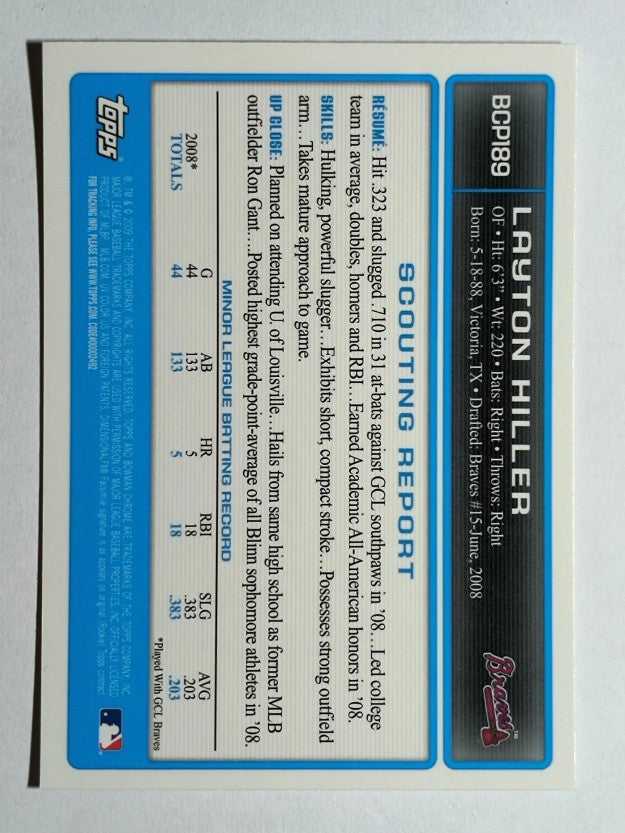 2009 Bowman Chrome Prospects #BCP189 Layton Hiller