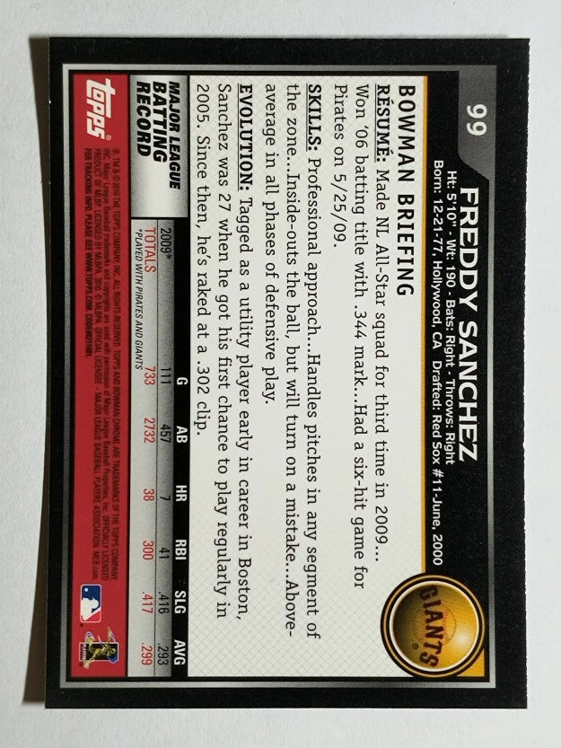 2010 Bowman Chrome #99 Freddy Sanchez