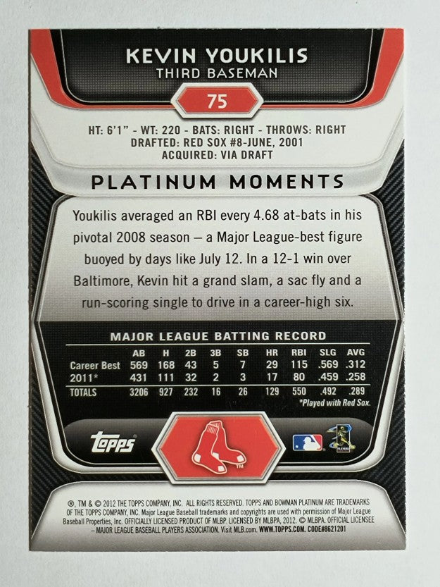 2012 Bowman Platinum #75 Kevin Youkilis