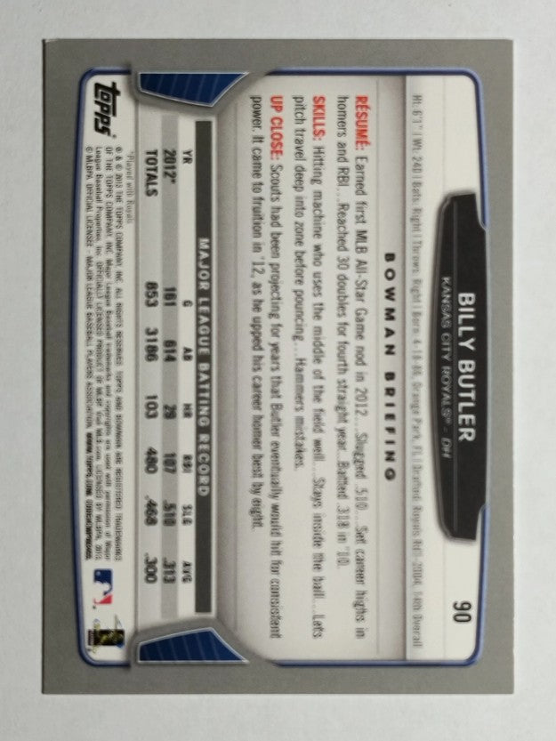 2013 Bowman #90 Billy Butler