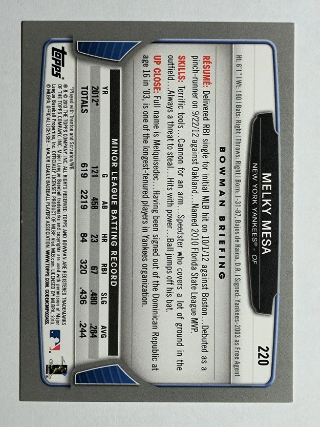 2013 Bowman #220 Melky Mesa RC