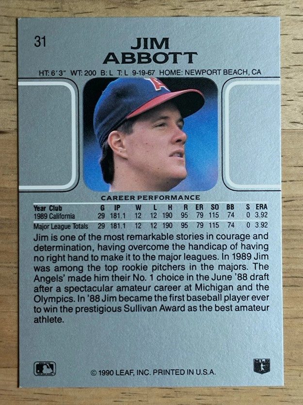 1990 Leaf #31 Jim Abbott