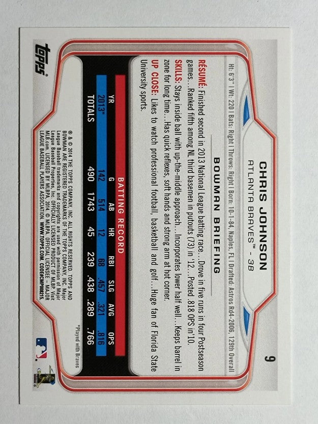 2014 Bowman #9 Chris Johnson