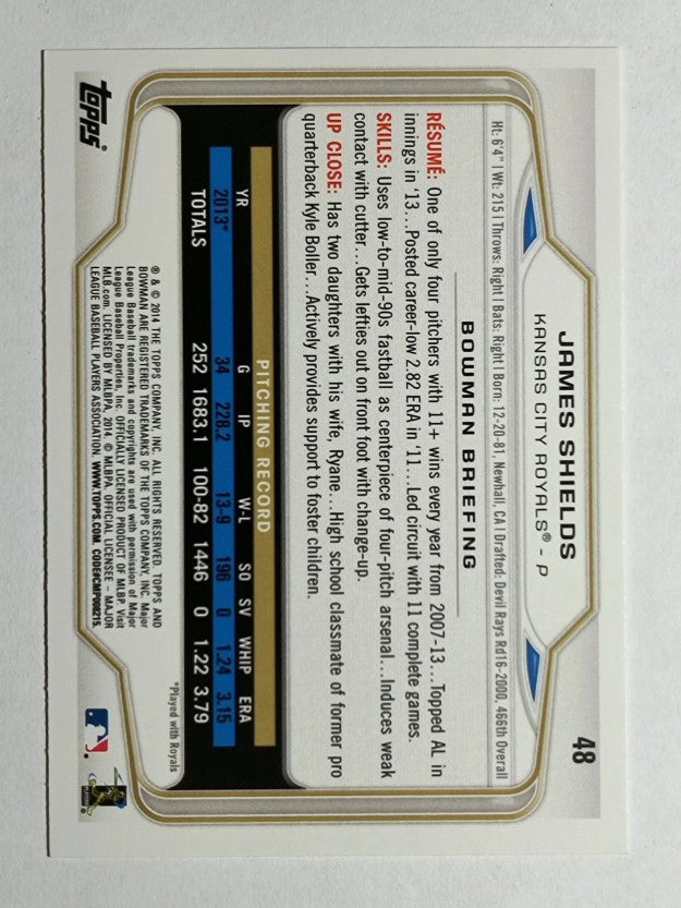 2014 Bowman #48 James Shields