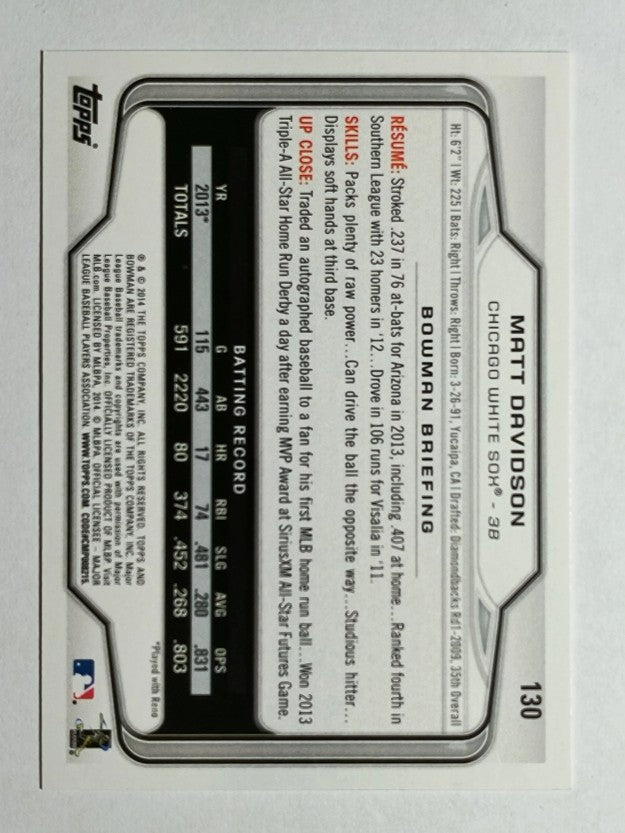 2014 Bowman #130 Matt Davidson RC
