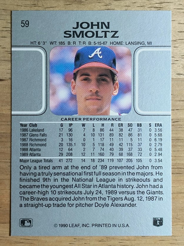 1990 Leaf #59 John Smoltz