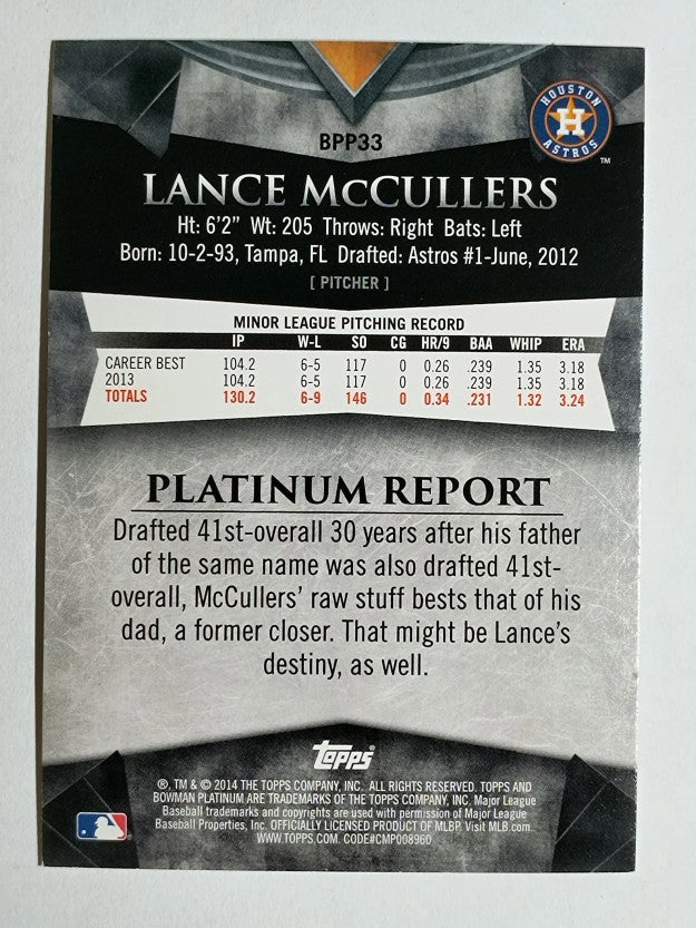 2014 Bowman Platinum Prospects #BPP33 Lance McCullers